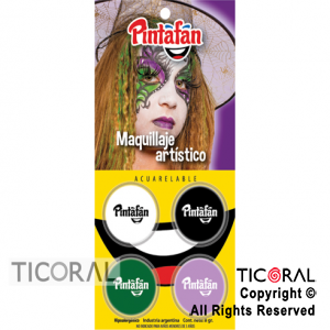 MAQUILLAJE ARTISTICO PINTAFAN HALLOWEEN 1 LILA VERDE BLANCO NEGRO SET X 4 8GR 05-08 1 BLISTERS